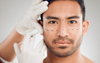 Man receiving plastic surgery treatment.