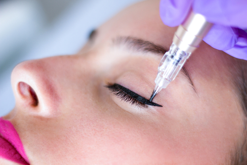 permanent eyeliner on a woman