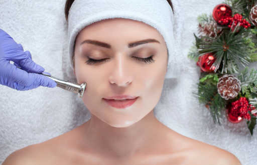 Woman getting a holiday facial to take care of her skin