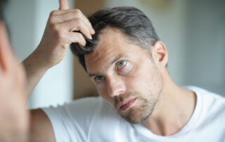 man looking at hair after hair loss treatments