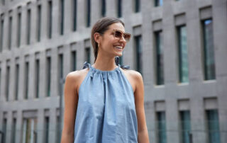 Happy woman who had a breast lift with bodytite