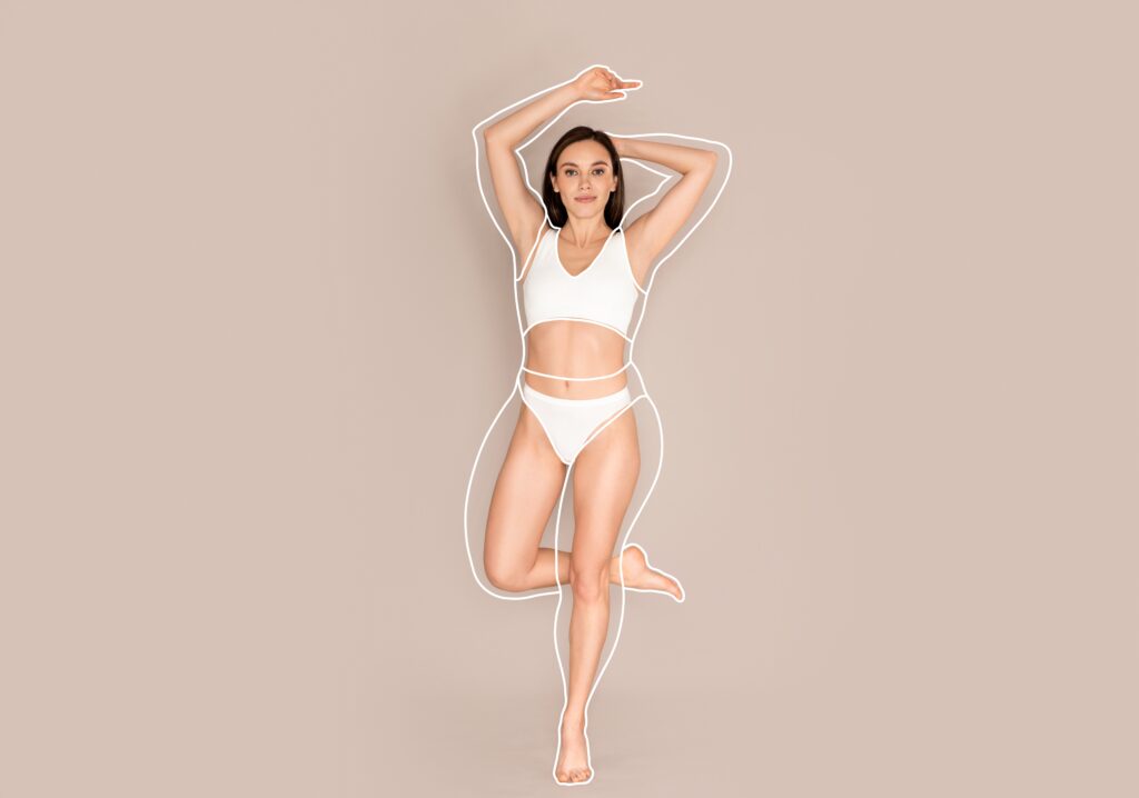 Woman with white outline