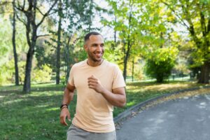 A man jogging outside