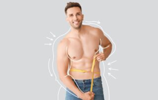 A man measuring his waist.
