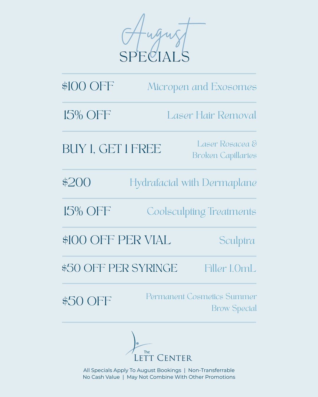 July Aesthetic, Botox, and Skincare Specials at The Lett Center