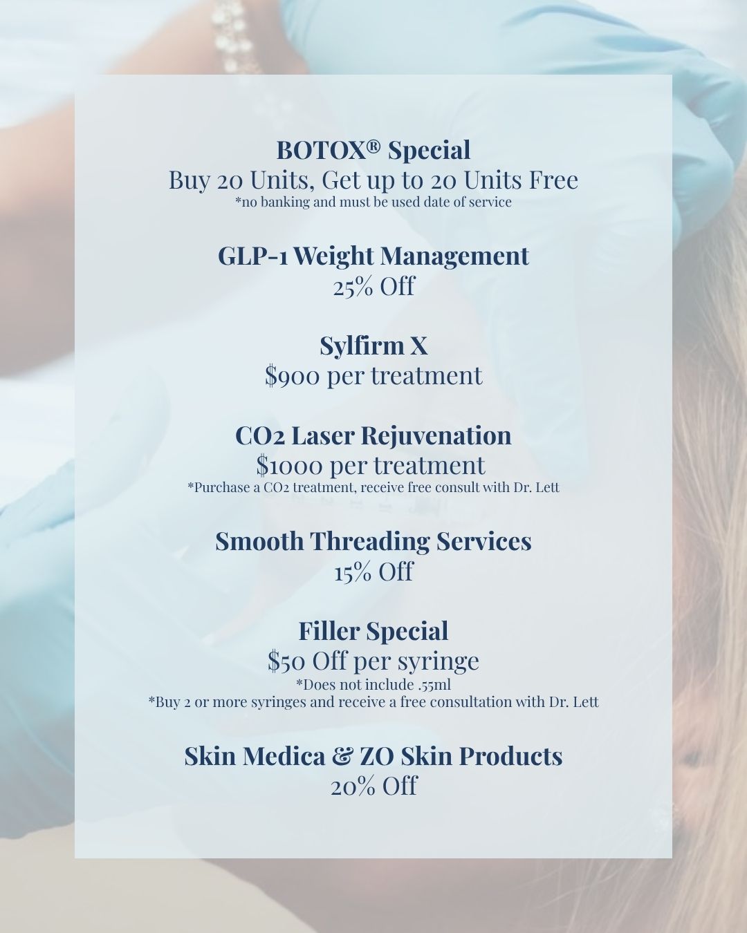July Aesthetic, Botox, and Skincare Specials at The Lett Center